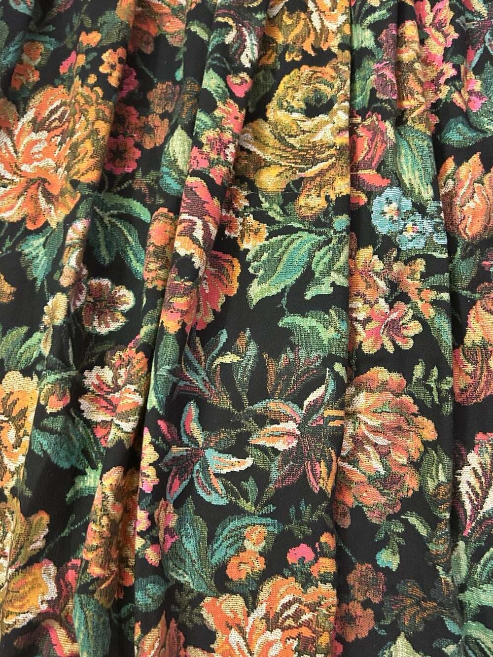 Vintage Kathie Lee Floral Tapestry Pleated Midi Skirt, size M/L - Picture 2 of 8